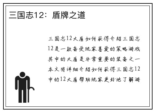 三国志12：盾牌之道